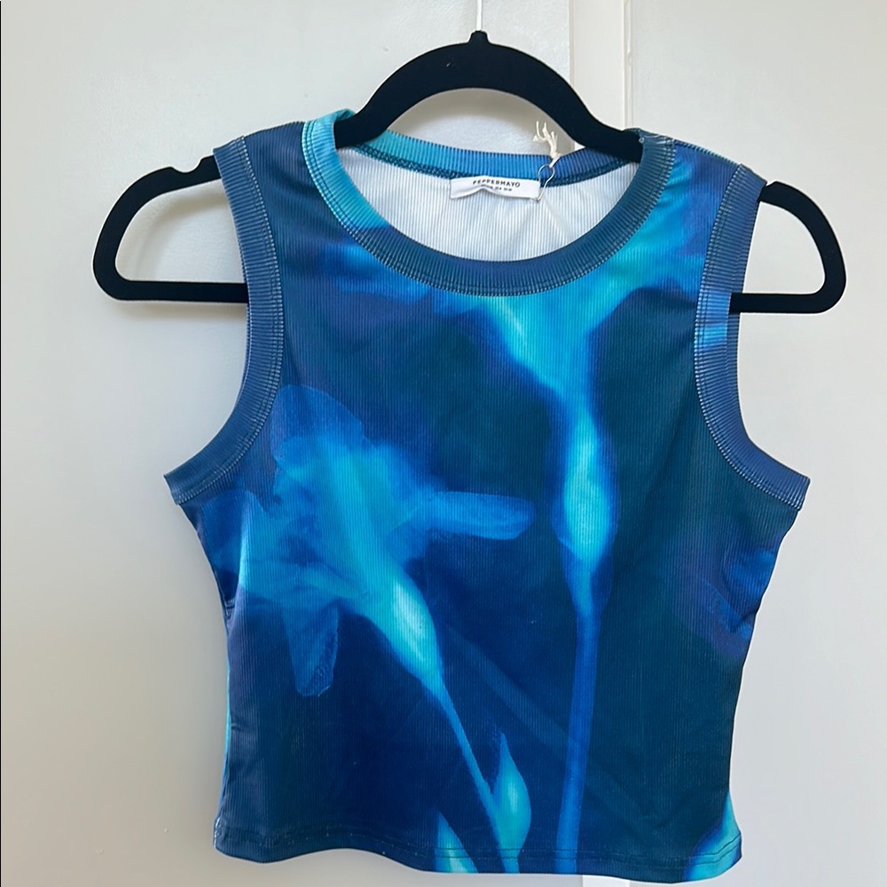 Urban Outfitters Blue Floral Tank Top